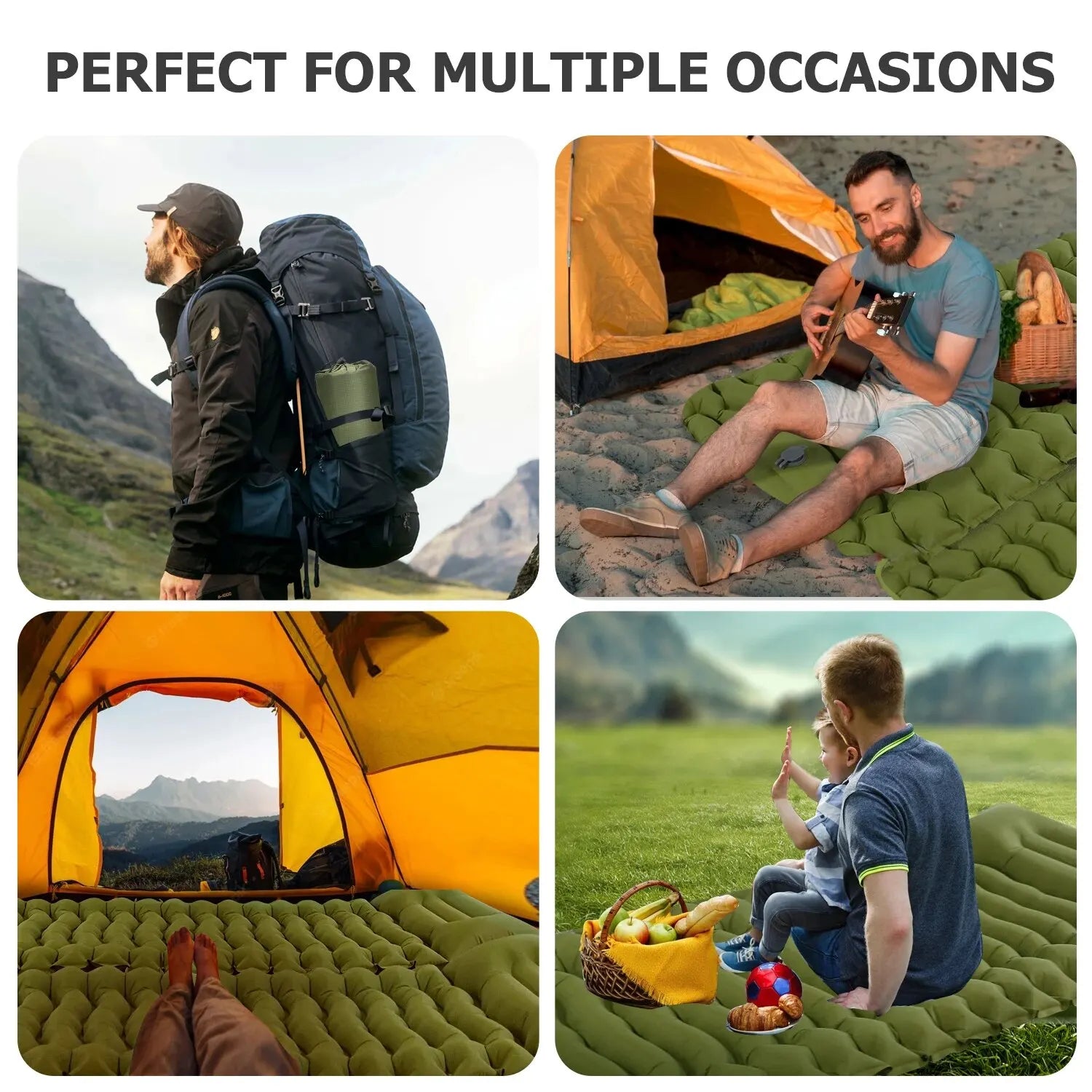 WESTTUNE Inflatable Camping Mattress – Thick Sleeping Pad with Built-in Pillow & Pump